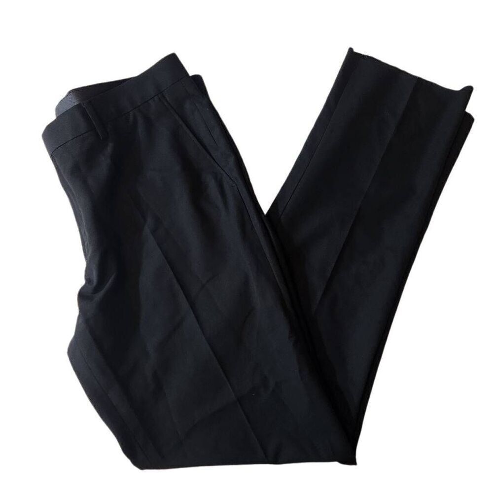 Men's Savile Row Black Strand Dress Trousers Size 44S/38W‎